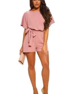 Combishort rose avec ceinture