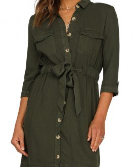 Robe chemise verte avec ceinture