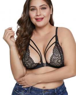 Bralette grande taille à fleurs noire XL