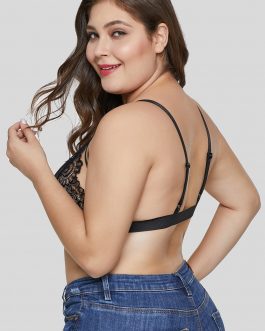 Bralette grande taille à fleurs noire XL