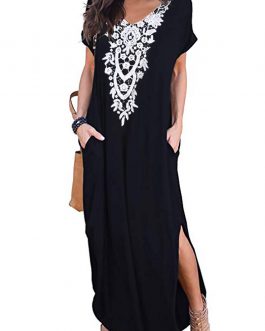 Robe Maxi Dentelle noire poche avant fendue