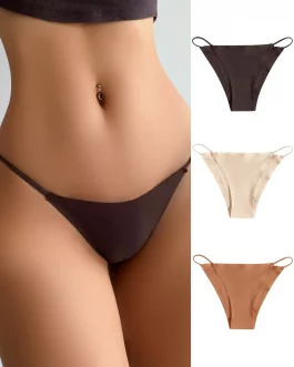 Lot de 3 tangas unicolore Confortable Sans couture couleur nude