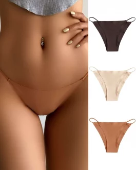 Lot de 3 tangas unicolore Confortable Sans couture couleur nude